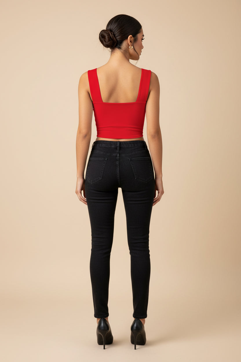 Square Neck Cropped Tank Top