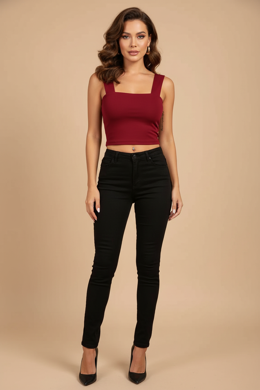 Square Neck Cropped Tank Top