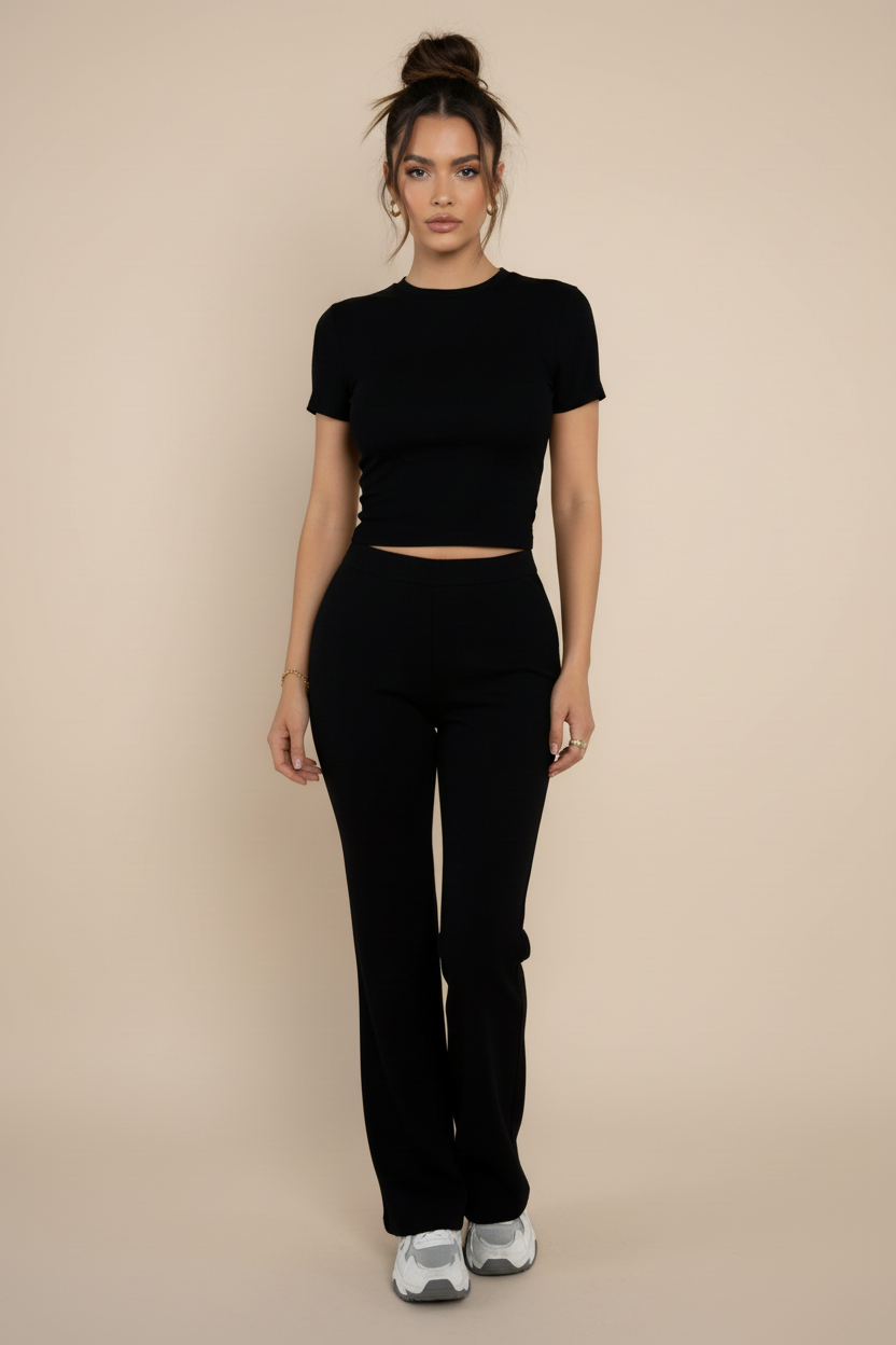 Solid Knit Two‑Piece Lounge Set