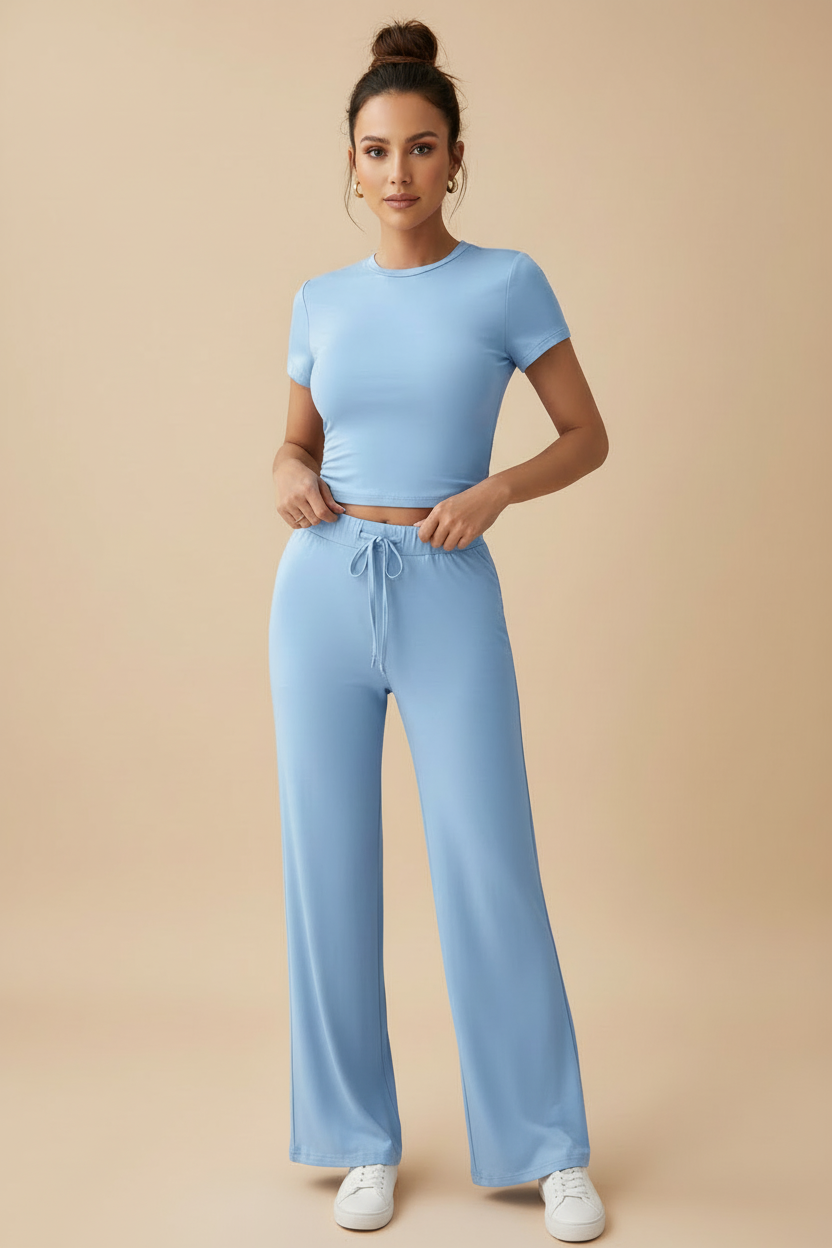 Solid Knit Two‑Piece Lounge Set