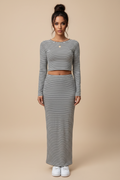 Striped Knit Skirt Set