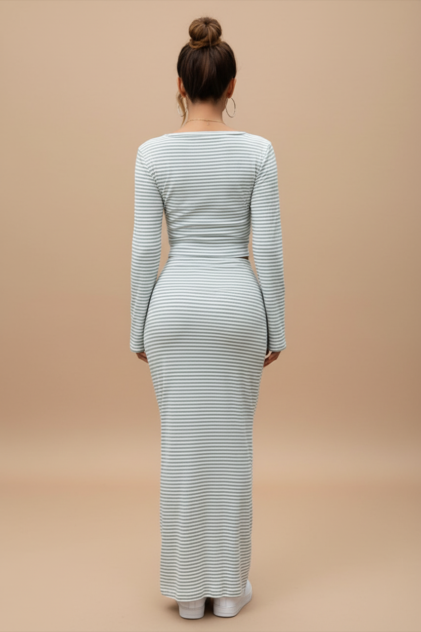 Striped Knit Skirt Set