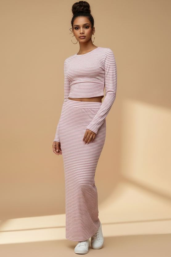 Striped Knit Skirt Set