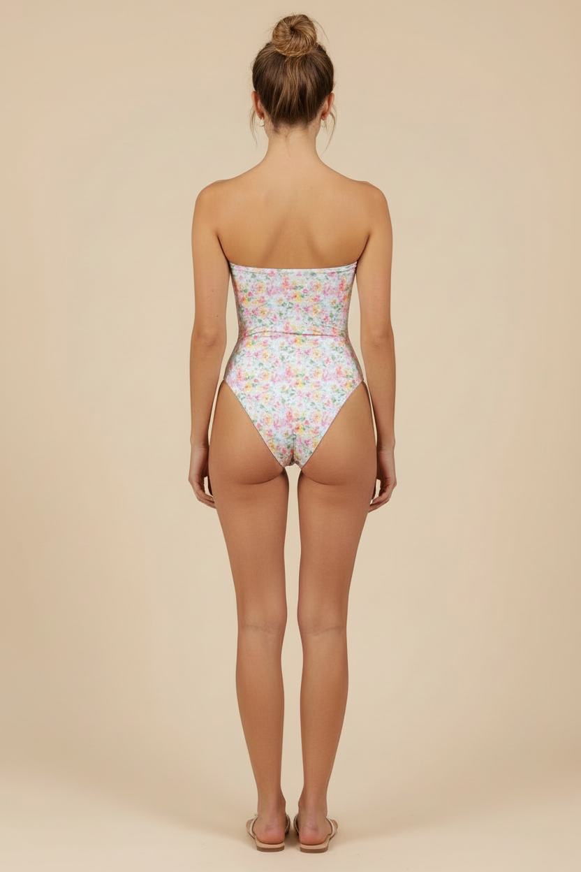 🌸 Strapless Floral One Piece Swimsuit