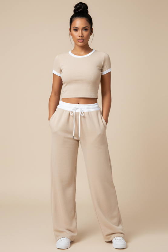 Cropped Top & Wide‑Leg Pants Leisure Outfit