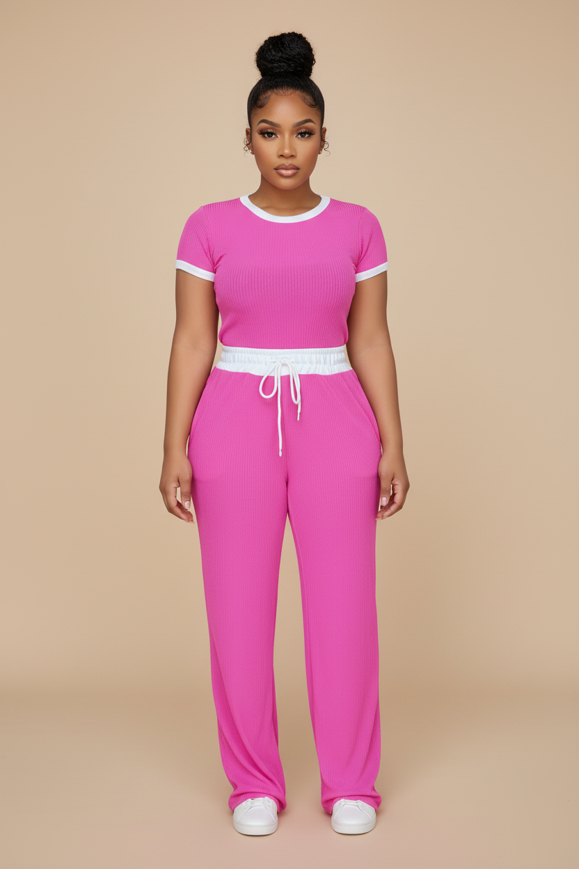 Cropped Top & Wide‑Leg Pants Leisure Outfit