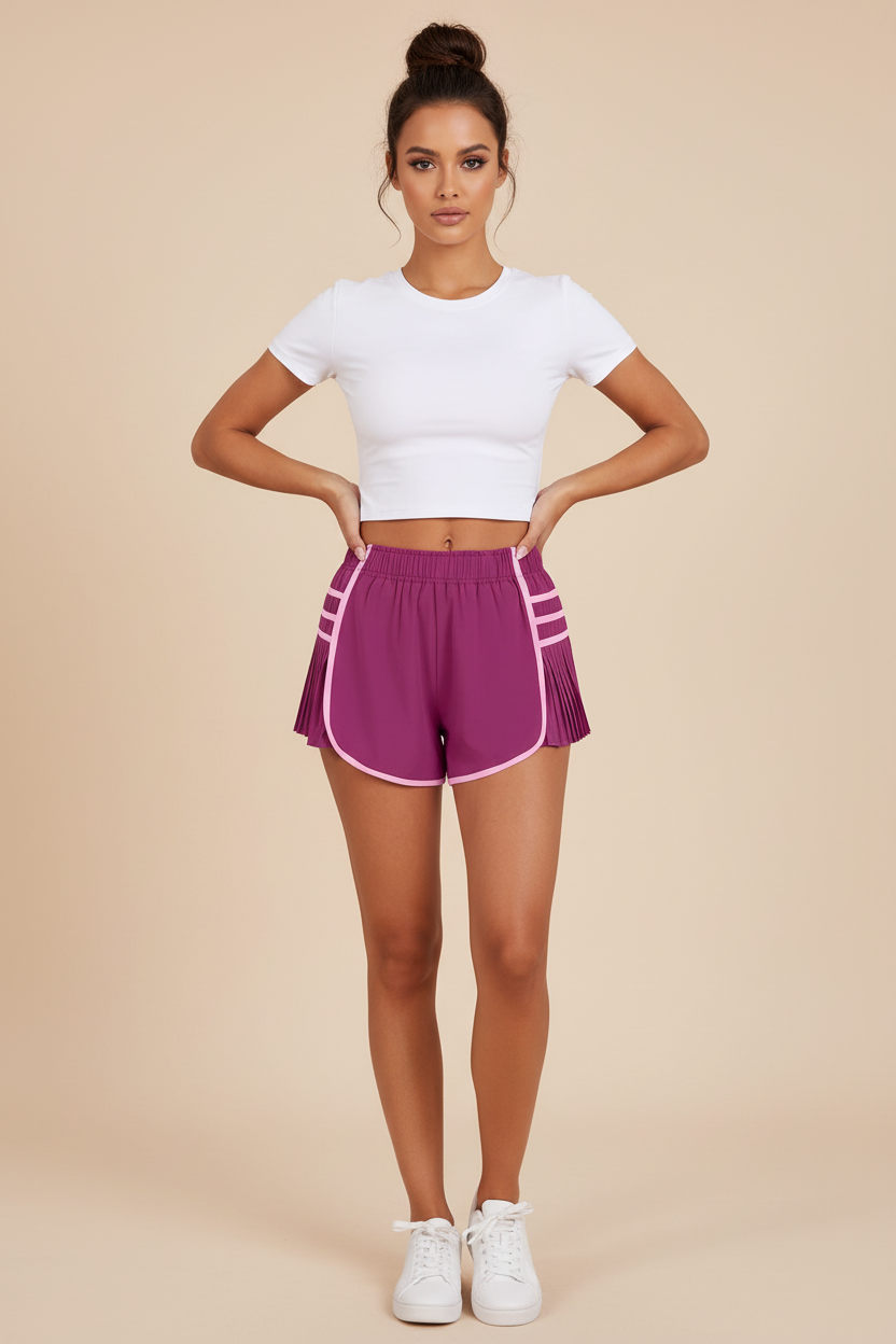 Quick‑Dry Pleated Sports Shorts