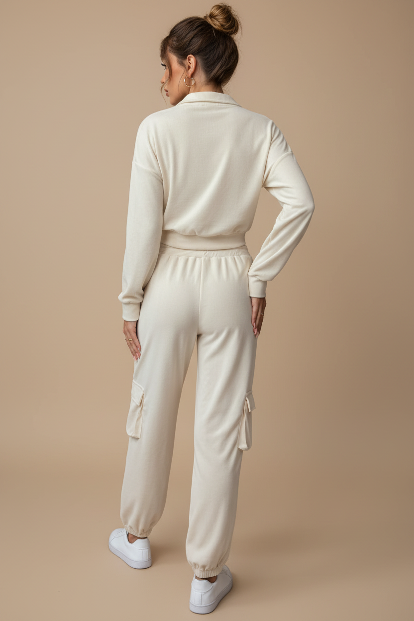 Soft Knit Long Sleeve Top & Jogger Pants Set with Pockets