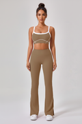 High‑Stretch Flare Leggings & U‑Neck Sports Bra Set 💪