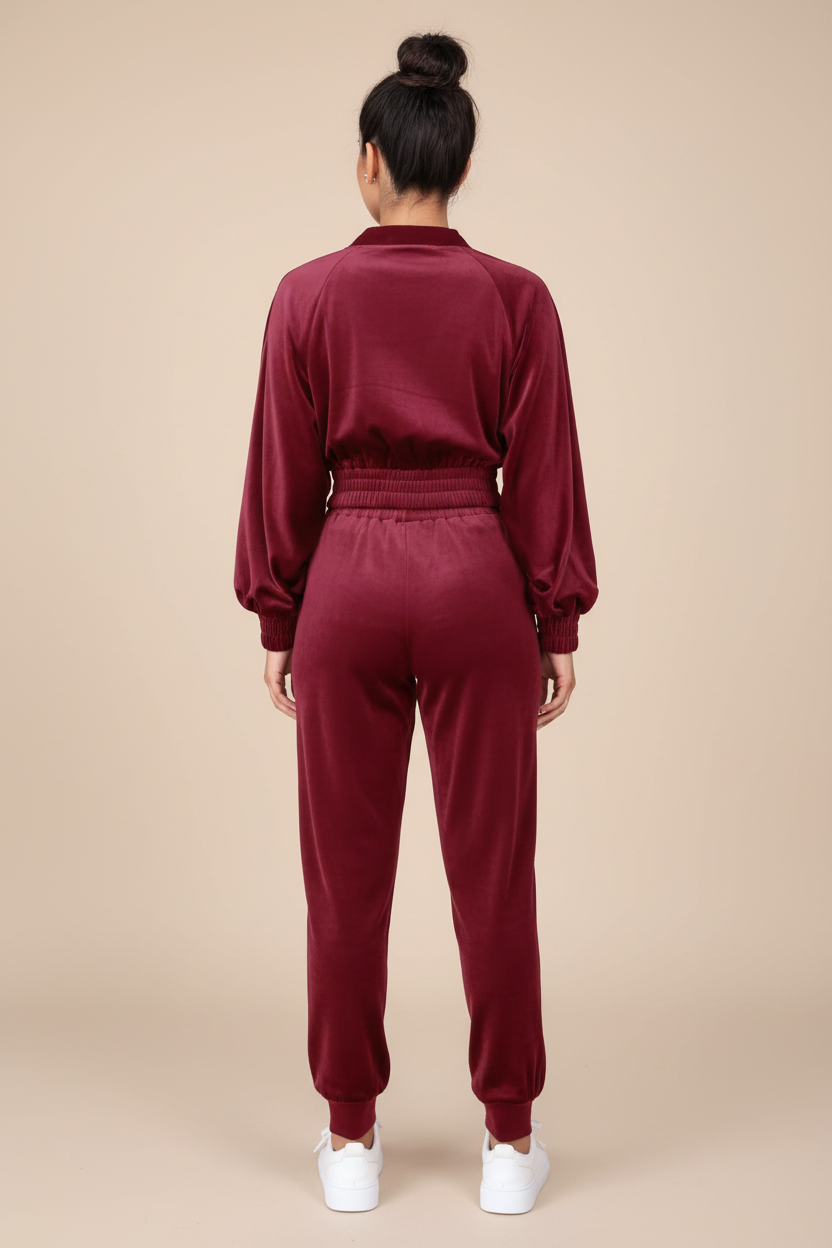 Velour Long Sleeve Zip-Up & Pant Set