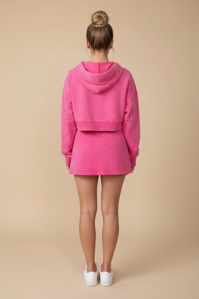 Cropped Hoodie & Mini Skirt Two‑Piece Set