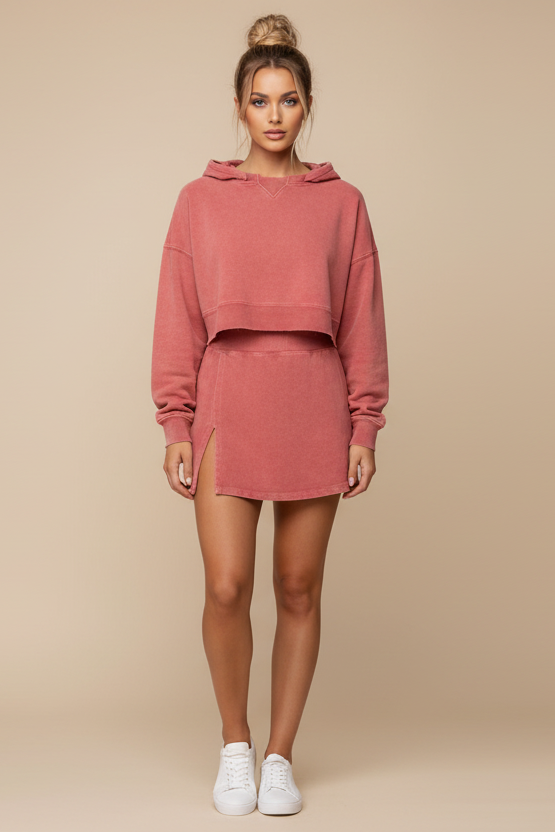 Cropped Hoodie & Mini Skirt Two‑Piece Set