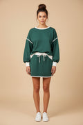 Casual Matching Lounge Set with Long Sleeve Top & Mini Skort