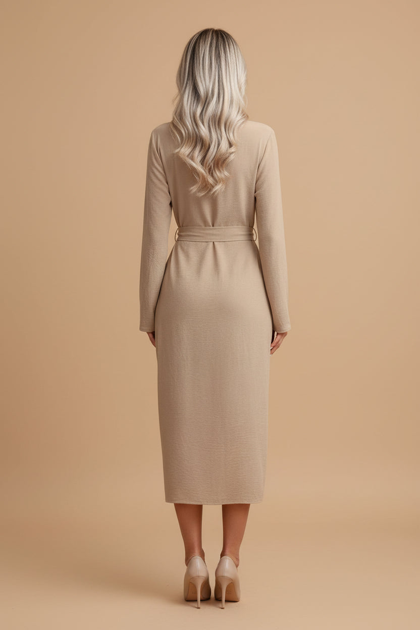 Daily Lapel Collar Woven Dress