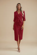 Daily Lapel Collar Woven Dress