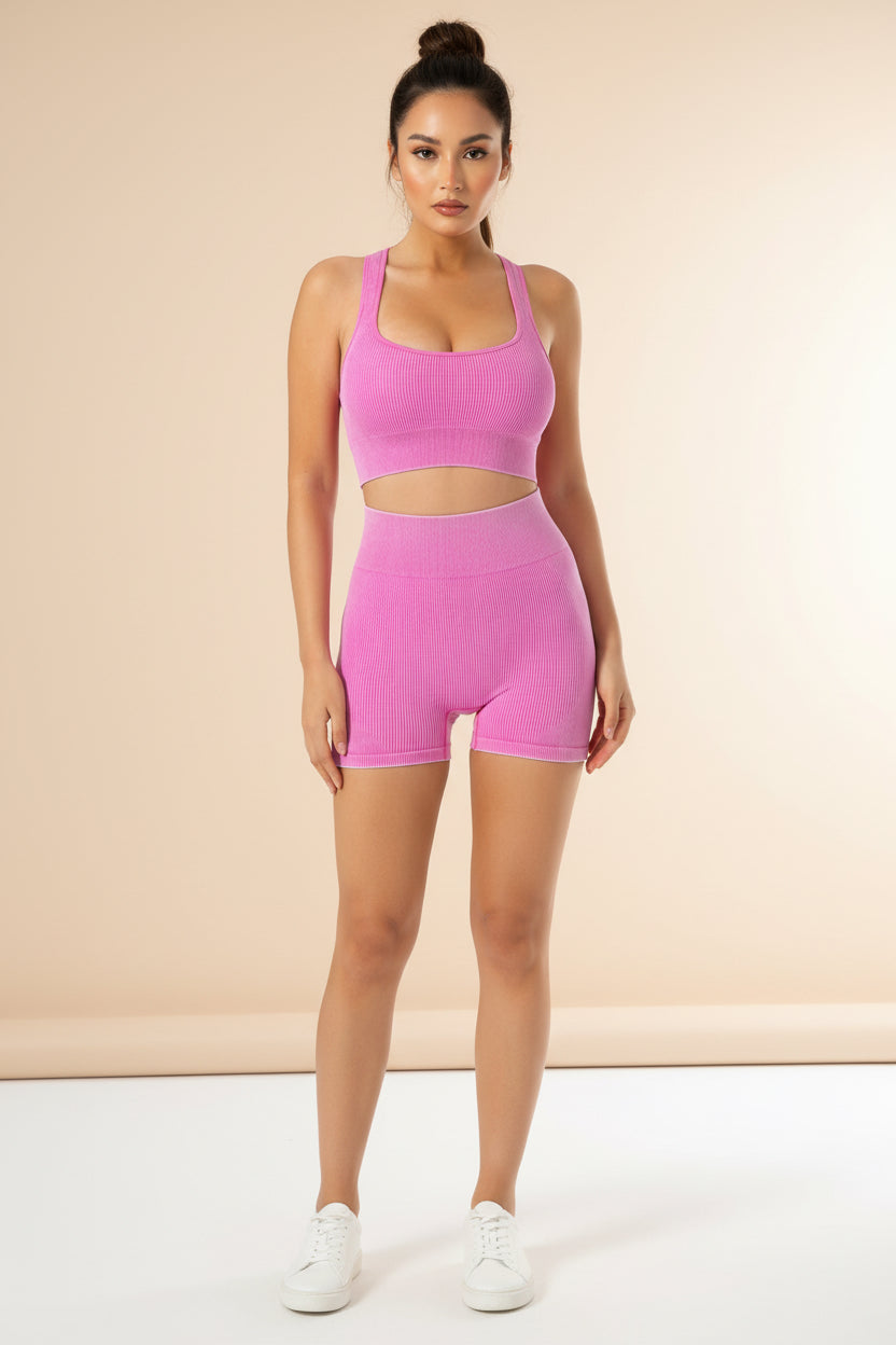 Ribbed Nylon Sports Bra