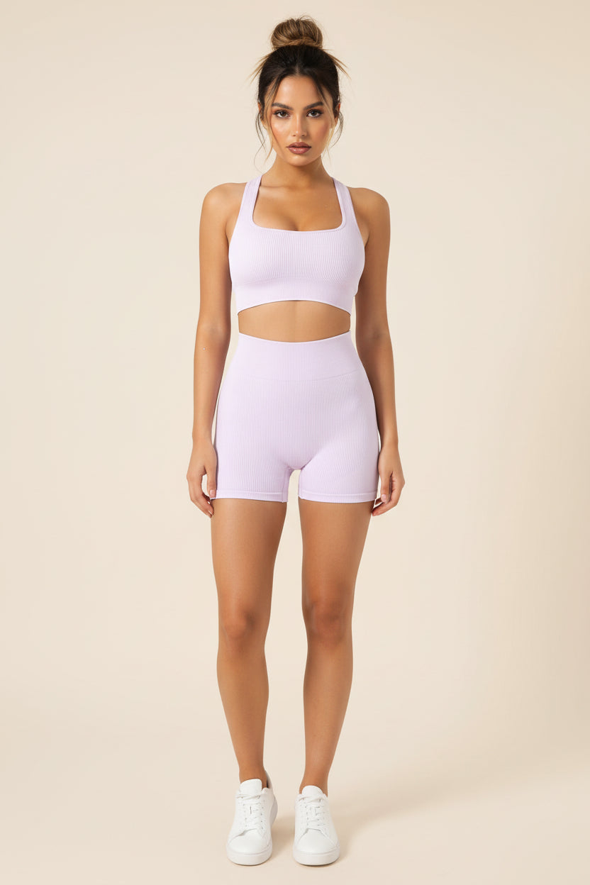 Ribbed Nylon Sports Bra
