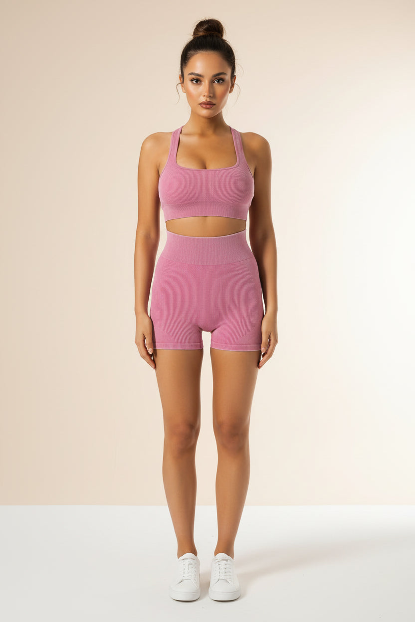 Ribbed Nylon Sports Bra