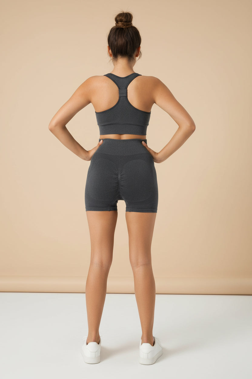 Ribbed Nylon Sports Bra