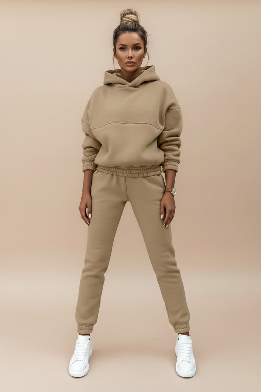 Cozy Hooded Lounge Set – 2 Piece Jogger Set, Soft Knit Hoodie & Slim Fit Sweatpants