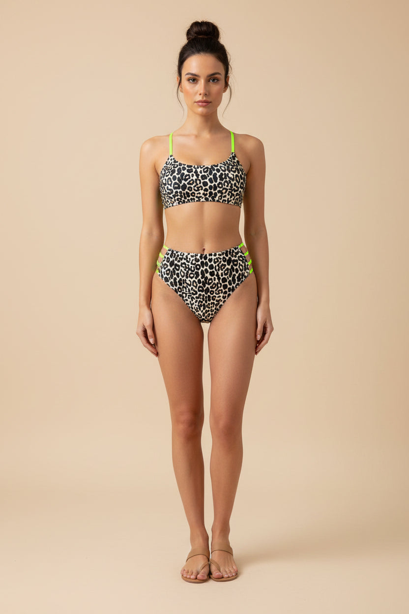 Leopard Print Spaghetti Strap Bikini Set