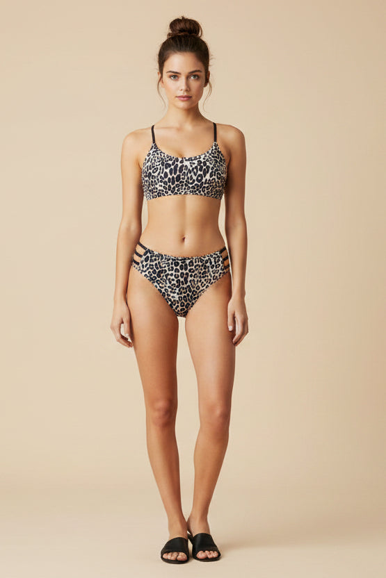 Leopard Print Spaghetti Strap Bikini Set