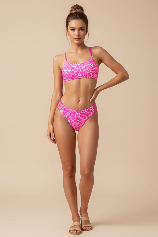 Leopard Print Spaghetti Strap Bikini Set