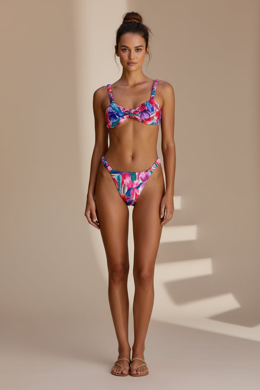 Sexy hoch-elastischer zweiteiliger Blumen-Bikini