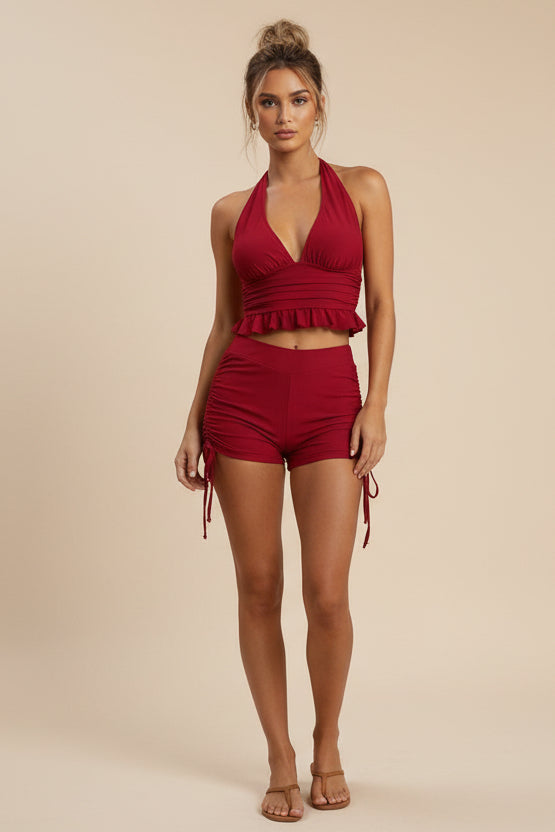 High‑Stretch Halter Swim Set