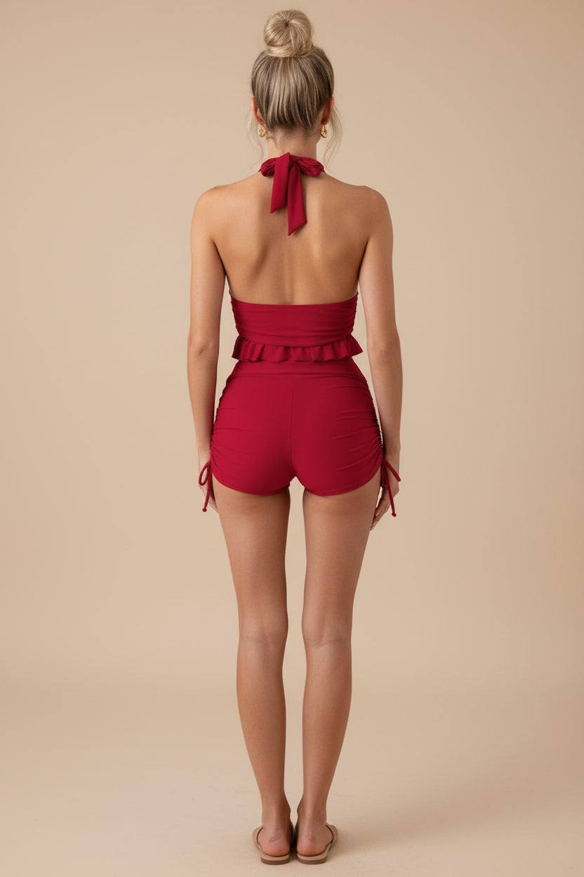 High‑Stretch Halter Swim Set