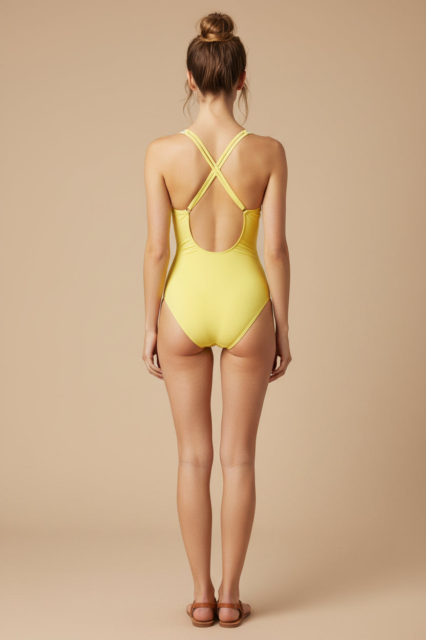 Sexy Solid Knit One‑Piece Swimsuit