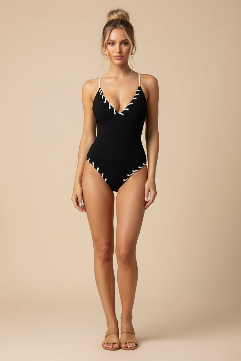 Sexy Solid Knit Swimsuit