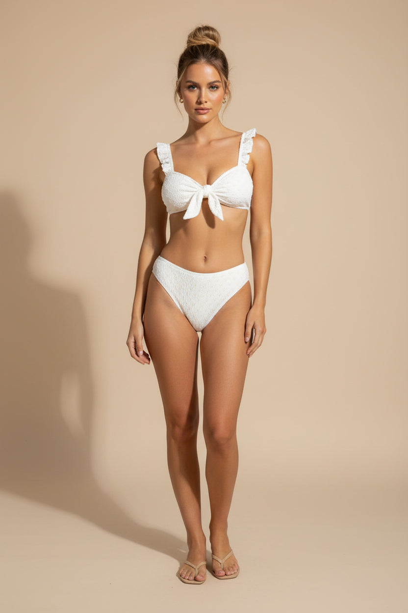 🌼 Off White & Yellow Two‑Piece Bikini Set