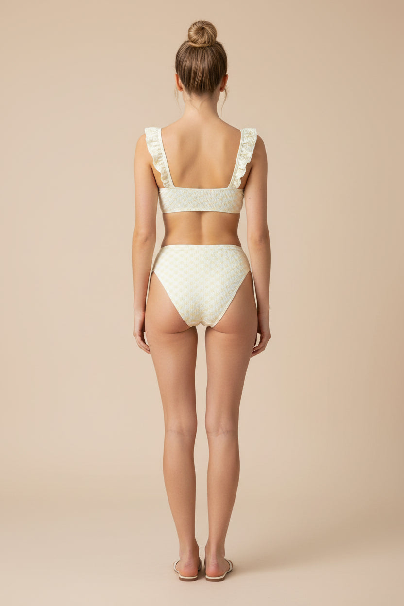 🌼 Off White & Yellow Two‑Piece Bikini Set