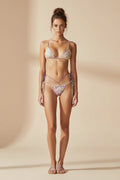 Purple Floral Triangle Bikini Set