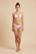 Pink & White Lace Halter Neck Bikini Set