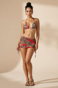 Leopard Print 3 Piece Bikini Set with Cover Up Skirt