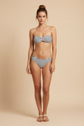 Schwarz-weiß gestreifter, hoch taillierter Bikini-Set – Tube Top Bandeau