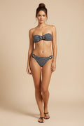 Black Striped Bandeau Bikini Set