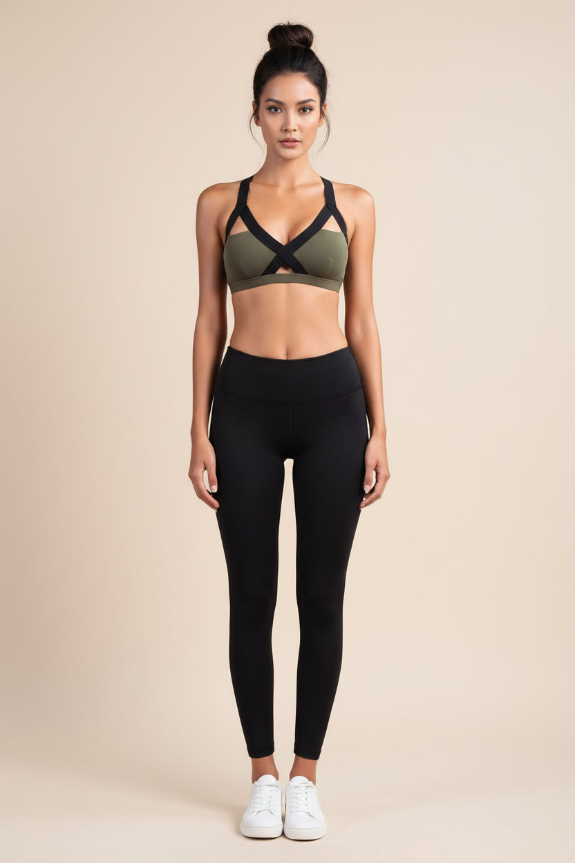 Soutien-gorge de sport en V avec dos croisé