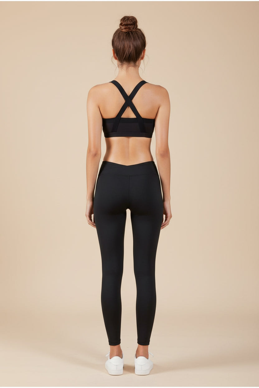 V‑Neck Sports Bra with Crisscross Back
