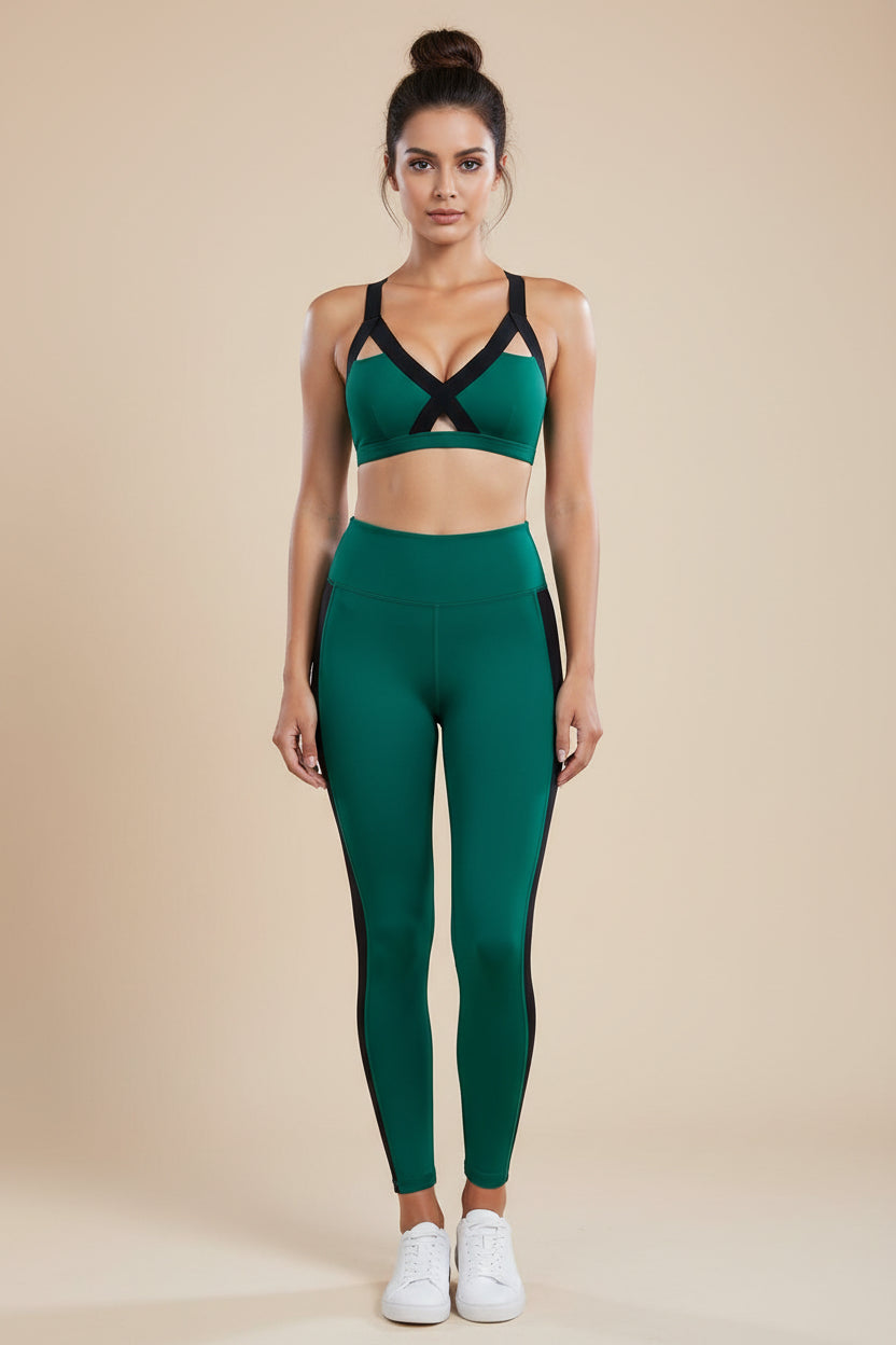 V‑Neck Sports Bra with Crisscross Back