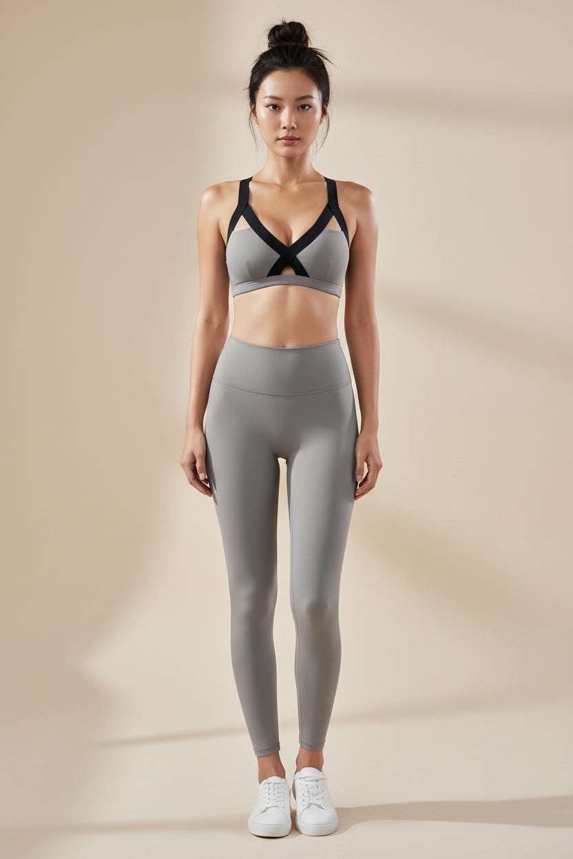 V‑Neck Sports Bra with Crisscross Back