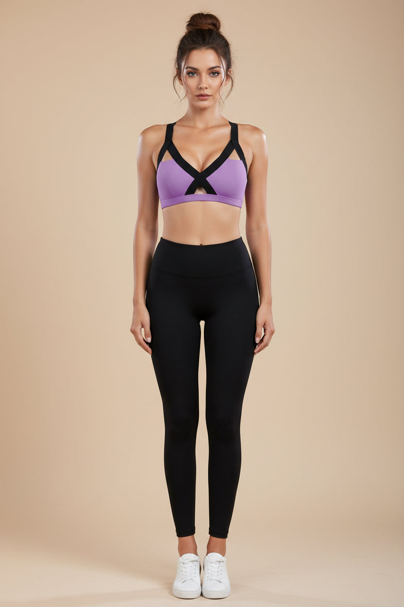 V‑Neck Sports Bra with Crisscross Back