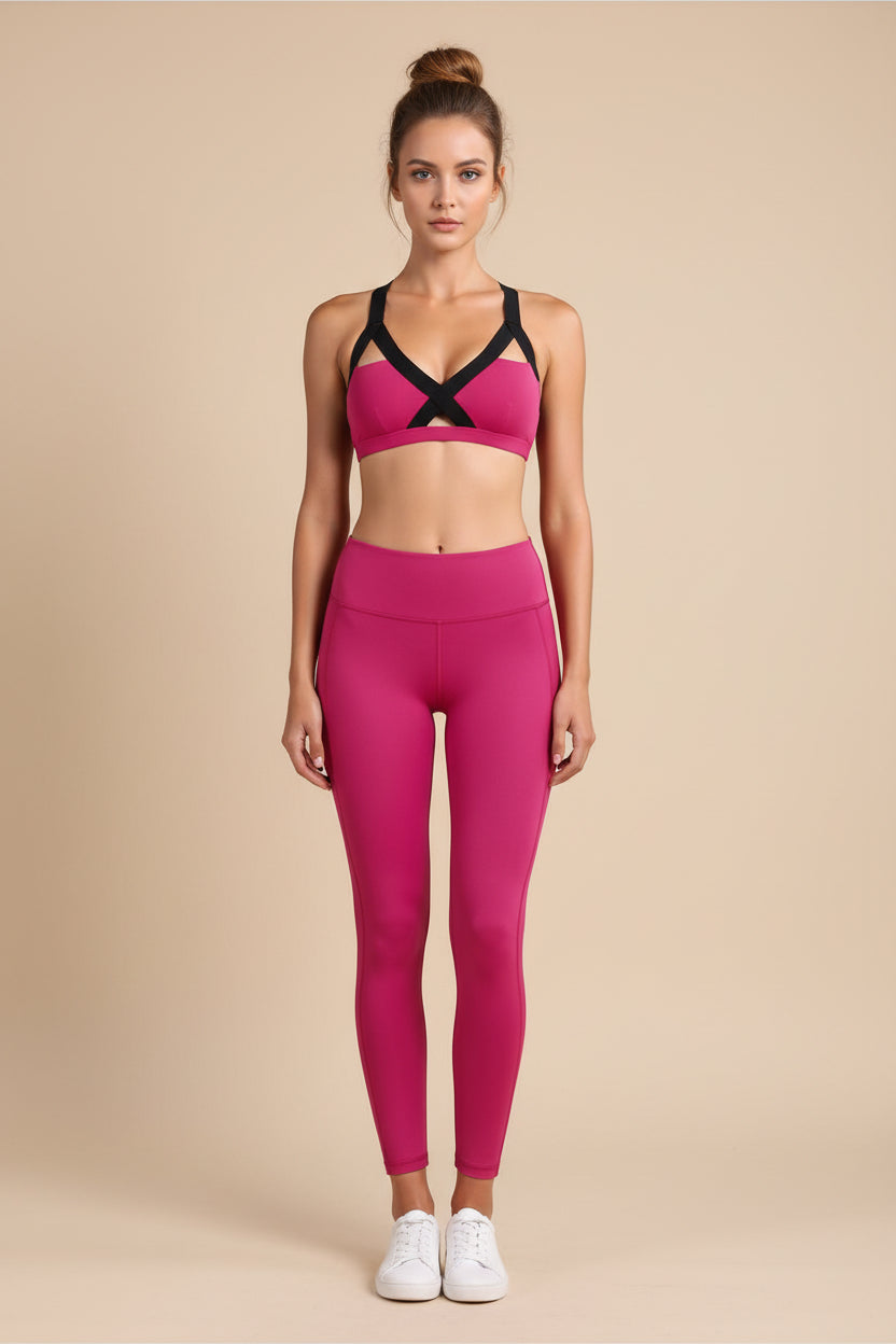 Soutien-gorge de sport en V avec dos croisé