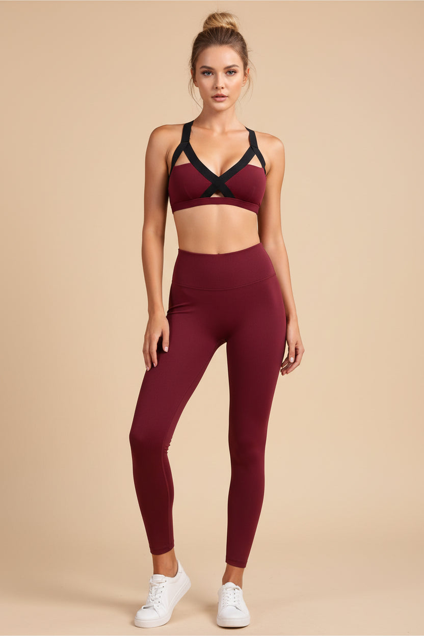 V‑Neck Sports Bra with Crisscross Back