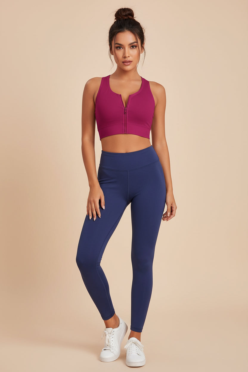 Brassière de sport en maille à col rond
