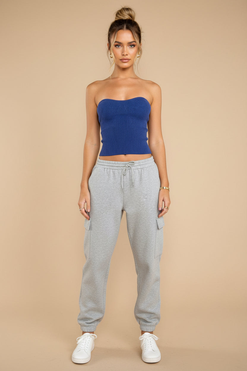 Ribbed Strapless Crop Top